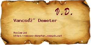Vancsó Demeter névjegykártya